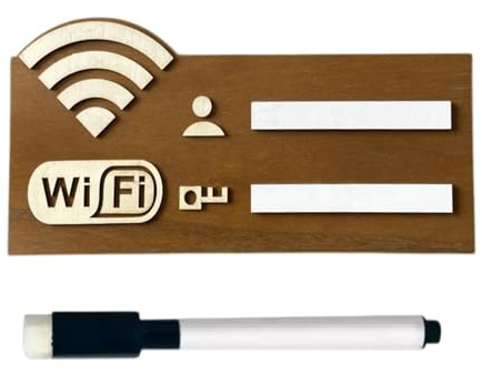Panneau Wi-Fi pour invité, panneau de mot de passe Wi-Fi | Panneau Wi-Fi en bois avec signet, décoration murale avec rappel de réseau sans fil, réutilisable et effaçable pour salle de lecture