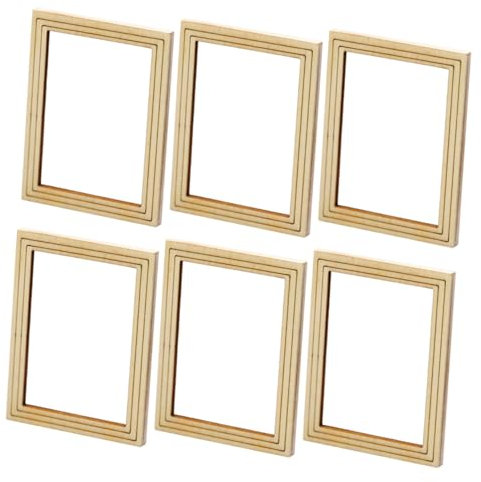 RORPOIR 1 Set Cornice Per Foto Vuota Semplice Fai Da Te Cornici Fotografiche Telaio Sospeso Dollhouse Casa Giocattolo Telai in Legno Per L'artigianato Cornici Per Foto in Miniatura 6 Pezzi