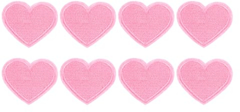 QUARKZMAN 8 Stück Patches zum Aufbügeln, 40mm Herz Flicken zum Aufbügeln, DIY Aufnäher zum Aufbügeln Zufällig Bügelbilder für Rucksäcke Hosen Kleidung Jacken Hüte, Pink