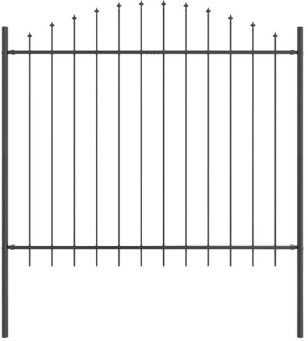 vidaXL Gartenzaun Woerden Grau 170 x 165 cm Pulverbeschichteter Stahl, Moderner Garten- und Terrassenzaun, langlebig, wetterfest, für den Rasen, Gartenbereich, Terrassenabschluss