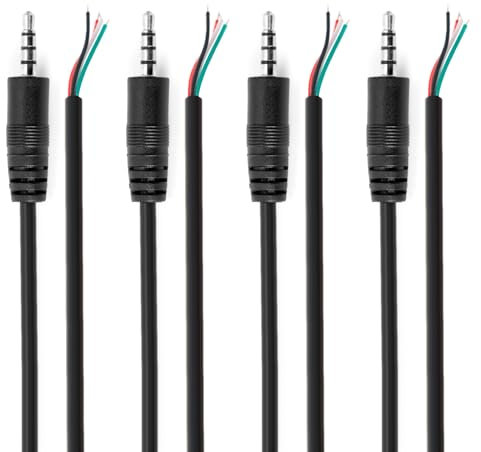 4 pezzi da 3,5 mm maschio a cavo nudo, TRRS 4 poli, cavo audio stereo di ricambio da 30 cm, connettore jack da 1/8 pollici da 3,5 pollici per cuffie, auricolari, altoparlanti, cavo microfono di