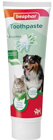 Beaphar – Liver Flavour Toothpaste with Enzymes - Peppermint Oil & Parsley for Extra Fresh Breath - Dental Care for Cats & Dogs - Helps Control Plaque and Tartar – Fluoride & Xylitol-Free - 100g Tube