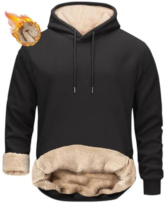 crazy bean Luvtröja för män Fleece-huvtröja sporttröja termisk tröja, svart, XXL