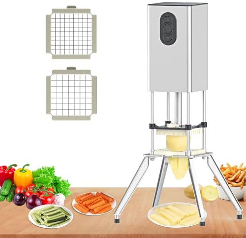 Zertylre Elektrischer Pommes-Frites-Schneider,Pommesschneider Edelstahl mit 9-mm- und 12,2-mm-Klingen,für Restaurants & Haushaltsküche,Verwendung für Kartoffeln Karotten Gurken