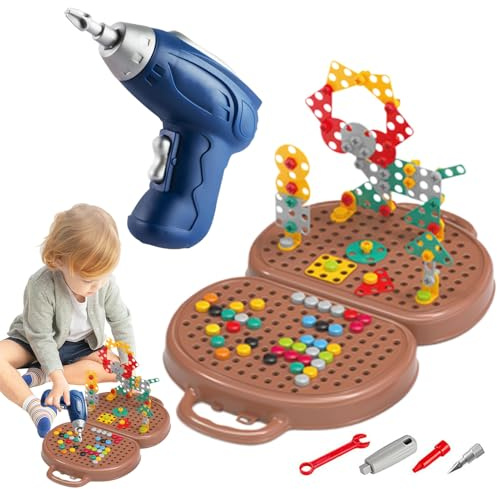 Play Toolbox with Drill,203 Teile Kinder Bohrschrauber Spielzeug | Lernspielzeug Set Für Kinder Nach Der Schule Geburtstag Klassenfest Outdoor Reise Familie