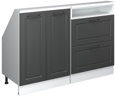 Vicco Küchenschrank für Dachschrägen R-Line, Anthrazit Landhaus/Weiß, 120 cm 2er Set