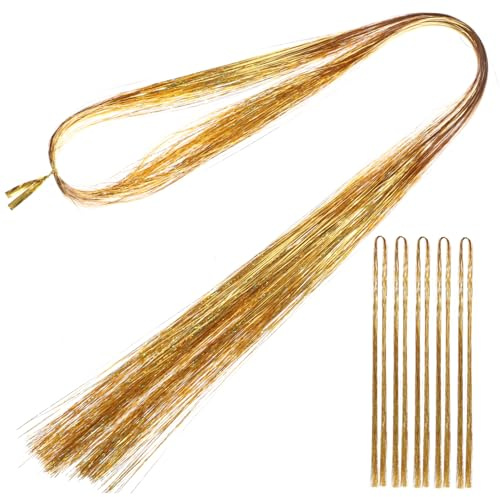Beatifufu 6pcs Glitter Hair Extensions Kit Hair Tinsel Fairy Strands for Women Girls Decoration for Party Dance Performance