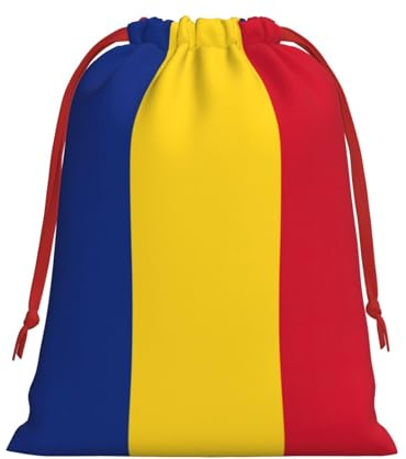 Kycvds Flag Of Romania Printing Drawstring Gift Bag With Red Ribbon Closure,11.8 X 15.8 Inch For Christmas For Adults Festival Use