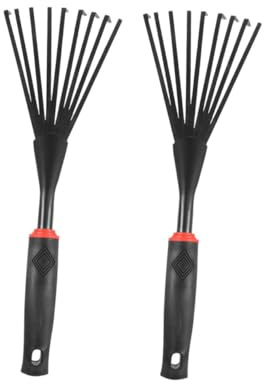 OFFSCH 2 Piezas Rastrillo de Mano Ergonómico para Jardinería Dientes Resistente Antideslizante para Desechos Jardín y Huerto