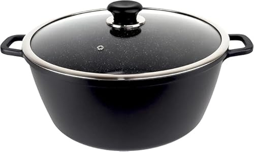 Housetronics 28cm Stock Pot with Lid, Non-Stick Die-Cast Aluminium Casserole Pot, Ceramic Coated Cooking Pan, Induction & Oven Safe, Heavy Duty & Easy to Clean Cookware, 5.75 L