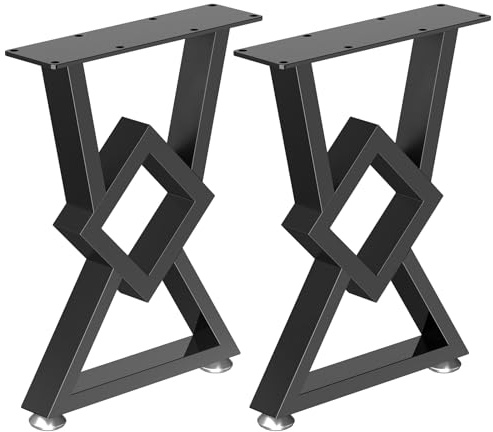 Yawinhe 2 Stück Metall-Tischbeine,Diamond Möbelfüße Schwarz für Esstische | Tischkufen für DIY Couchtisch Sitzbank,Hochbelastete Tischgestell,Industrielle Stahl Bankbeine Tischfüße für Esstische，Bänke