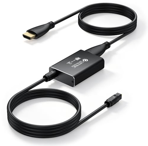 eSynic 192KHz Convertitore Audio da eARC/ARC HDMI a Ottico per HDTV a Soundbar Cuffie Wireless Home Theater, eARC ARC Audio Extractor Professionale, Cavi HDMI e Ottico Inclusi, Supporta 5.1ch e 2.0ch