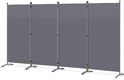 MUHENWE Paravent 4 Teilig Raumteiler Trennwand Balkon Sichtschutz Stellwand Faltbar 345 x 180cm (Grau)