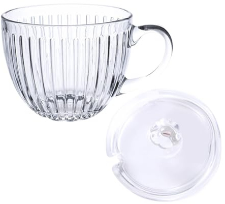 INOOMP Taza de Cristal para Desayuno de Gran Capacidad con Tapa, Vaso de Cereal Portátil de Vidrio para Uso Doméstico, Tazón de Vidrio para Gachas y Yogur en Hogar