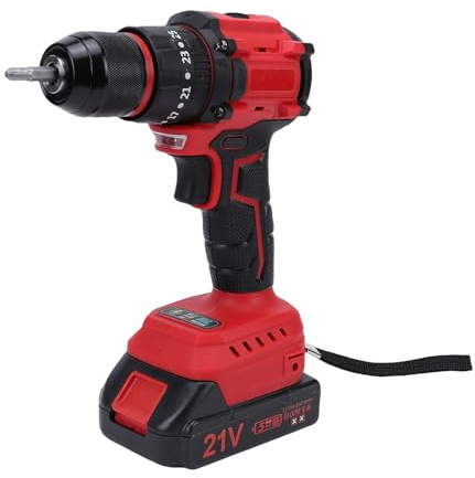 Spacnana Kit de Taladro Atornillador de Impacto Inalámbrico de 21 V con 2 Baterías, par de 40 N·m y Función de Martillo 3 en 1 para Taladrar Madera y Metal, Juego Completo de (Enchufe UE 230V)