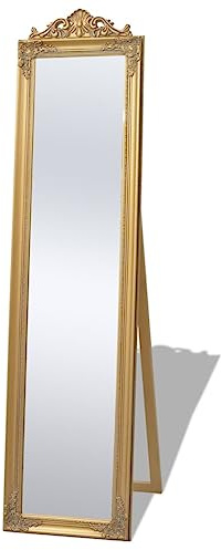 vidaXL Standspiegel Ankleidespiegel im Barock-Stil Landhaus Antik 160x40 cm Gold