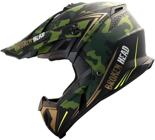 Broken Head Motocross-Helm Squadron Rebelution Camouflage | Leichter MX-Helm, Für Quad, Supermoto, Enduro, Motorradhelm MX - Mit Doppel-D & Ratschenverschluss - Verschiedene Farben