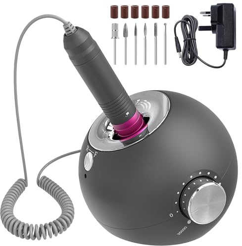 Delanie Professional Nail Drill Machine 35000RPM for Acrylic Nails Gel Polish Electric Nail File Kit Manicure Drill Set for Home and Salon Use with Six Sanding Bands and Drill Bits UK Plug(Wired-Gray) | Corded Electric Nail File Kit Manicure Drill Set for Home and Salon Use with Drill Bits, Sanding Bands & UK Plug, Rose-gold