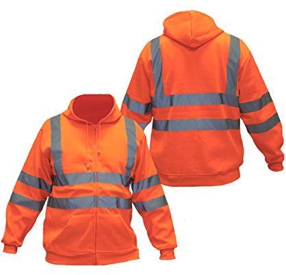 Consorte MERKURY Warnschutzjacke Warnjacke Arbeitsjacke Reißverschluss atmungsaktiv Kapuze Taschen reflektierende Streifen EN 471 EN 13688; Orange (M)