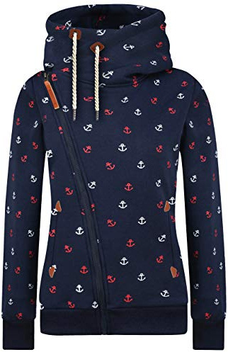 Newbestyle Jacke Damen Sweatjacke Vicky Zip Hoodie Pulli Oberteile Damen Kapuzenpullover Pullover mit Kapuze und Kordel,Dark Blue,L