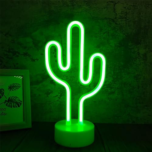 ZVO Luz Letrero de Neón Cactus, Cactus LED Neon Signs, Lámparas Nocturna Decorativa de Neón Interior con Batería O USB, Iluminación de Decoración para Dormitorio Fiesta Cumpleaños Navidad