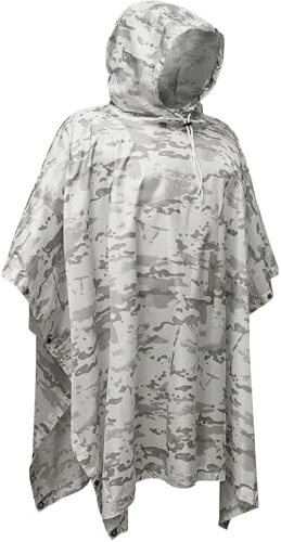 Multicam Alpine Schneetarnung Kapuzenponcho für Jagd, Airsoft & Outdoor | DWR-beschichtetes Polyester, Kampfgetestete ukrainische Ausrüstung