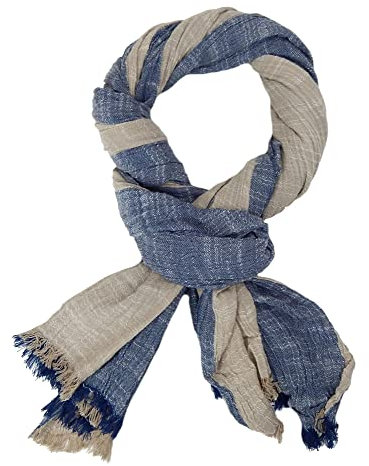 Ella Jonte Herrenschal Beige Braun Grau oder Blau leichter Schal Baumwolle Viskose