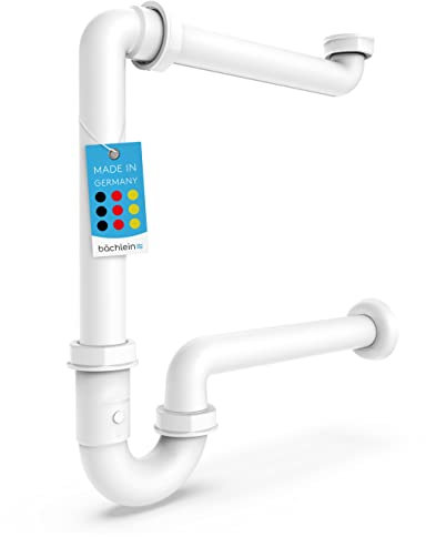 Bächlein G 1 1/4 Zoll Raumsparsiphon fürs Badezimmer - 32 mm flacher Waschbecken-Siphon - Geruchsverschluss Bad - Made in Germany