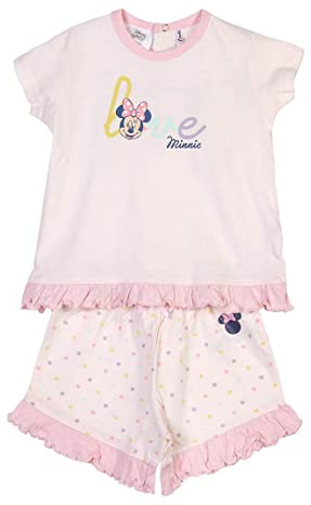 CERDÁ LIFE'S LITTLE MOMENTS - Pijama de Bebe Niña de Minnie Mouse | Pijama de Algodon 100% de 2 Piezas [ Camiseta + Pantalon Pijama Niña ] - Licencia Oficial Disney