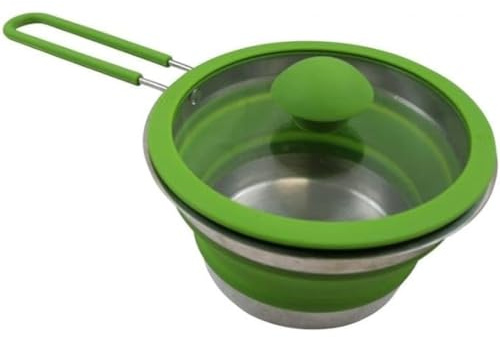 Vango 1L Non-Stick Collapsible Pot, Deep Grey, Dishwasher & Oven Safe, Folding Silicone, Cool Touch Handle, Suitable for All Cooker Types, Food Safe, BPA Free