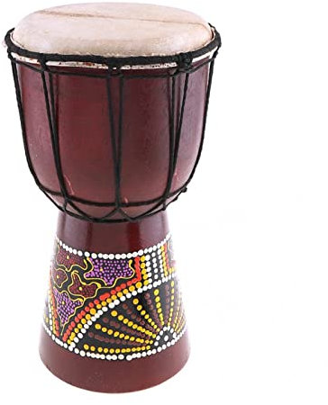 FLFL Djembe 6-Zoll-professionelle Afrikanische Djembe Handtrommel Klassische Malerei Holz Ziege Haut Musikalisch Handheld Percussion Instrument Guter Sound