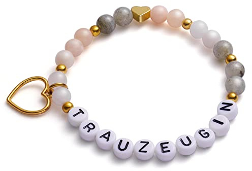 LParkin Trauzeugin Armband Brautjungfer Geschenk von der Braut Handmade Edelstein Perlen Stretch Armbänder