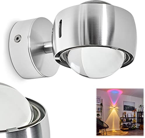 Wandleuchte Sapri, moderner Wandstrahler aus Metall/Glas in Silber/Klar, G9, ohne Leuchtmittel, Wandspot mit seitl. Schlitzen u. tollem Lichteffekt, Up&Down Leuchte, Lieferumfang: 1 x Farbfilter blau
