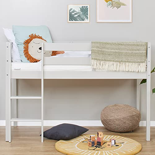 Hoppekids ECO Comfort Hochbett | 70x160 mit Lattenrost | Taubengrau | Das Nordische Umweltzeichen | TÜV-Zertifiziert | FSC®-zertifiziertes massives Kiefernholz