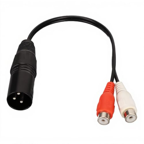 XLR Male to Dual Y Splitter Audio Cable, Unbalanced 3 Pin XLR Male to Dual Female Breakout Cable Adapter for Microphone, Mixer, Amplifiers, etc