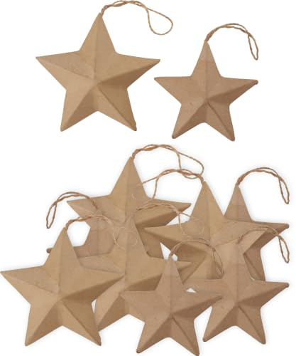 VBS Pappsterne Anhänger 10 STK. 7.8-9.7 cm Pappmachéform Weihnachten Deko Basteln