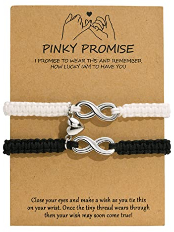 VNOX Paar Armbänder Unendlichkeitszeichen Herz, Edelstahl Couple Handgefertigt Geflochten Armband Yinyang, Sie und Ihn Partner für Beide Männer Frauen Schwestern (Love Silver)