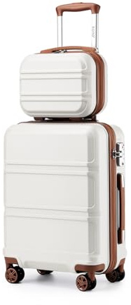 Kono Resväskeset, med lätt men hårt ABS-skal, resväska med 4 hjul och TSA-lås, gräddvit, Sets of 2