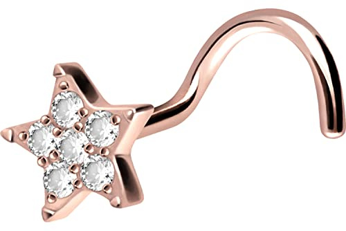 PIERCINGLINE Titan Nasenpiercing Spirale | KRISTALLSTERN | Nasenstecker | Farbauswahl