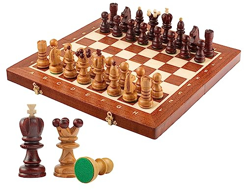 Intarsienschach aus Kirschholz Pearl XL | Master of Chess | Chess Set 42cm | Klassische Schach für Kinder und für Erwachsene - Schachbrett mit Figuren