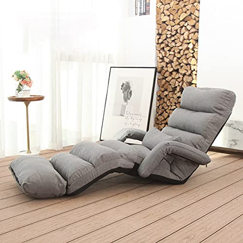TEmkIn Verstellbarer Bodenstuhl mit Rückenstütze, schaumgepolsterter Kinder-Gaming-Stuhl, klappbares Sofa mit Armlehne, flaches Kissen für Innenmeditation, (Farbe: Grau)