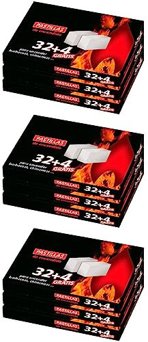 Tradineur - Paquete de 48 Pastillas enciendefuegos, Encendido de barbacoas, chimeneas, hogueras, cocinas de leña, Estufas, Blanco.