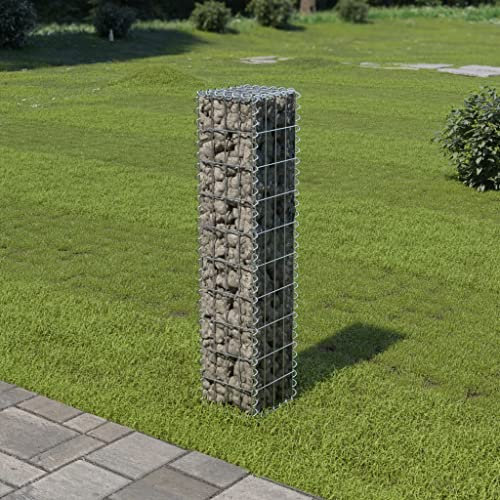 RAUGAJ Gabionenwand mit Abdeckungen Stahl verzinkt 20x20x100cm Artikelfarbe-Silber