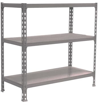 Simon Rack Metallregal 900x1200x300 mm - Simonclick | 3 Höhen, Metallablage, Biegepunkt 200 kg, Korrosionsschutzlackierung, Klicksystem-Montage, Grau