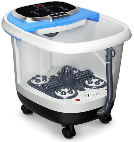 SOARS Fußbad Massagegerät elektrisch, Fußbadewanne mit Abnehmbarer Massagefläche, mobiles Fußmassagegerät mit Heizungs- & Dusch-Funktion, 10-60min Timer, 35-48℃ (Blau)