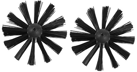 PRETYZOOM 2pcs Nylon Chimney Brush Head for Dryer and Chimney Cleaning, Sturdy Plastic Vent Brush Head for Cleaning Inner Walls, Black, Suitable for Fireplace and Stove Ducts