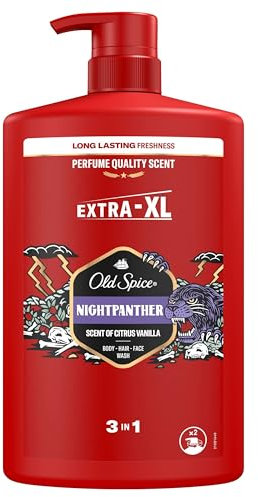 Old Spice Night Panther 3-in-1 Duschgel für Haar, Gesicht und Körper 1000 ml, langanhaltende Frische, Duft von Parfumqualität, Tiefenreinigung