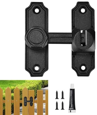 TANCUDER Flip Barn Door Lock 90/180 Degree Small Gate Bolt Sliding Door Lock Security Door Latch Buckle Heavy Duty Gate Latches Hardware for Barn Garden Bathroom Cabinet Window - Black, Drill-Free