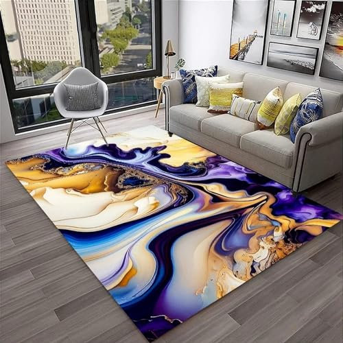Kinderteppich 3D Wohnzimmerteppich rutschfest Phantom Fluid Unregelmäßiger Marmor Teppiche Jungen Und Mädchen Spielteppich Kinderzimmer Teppich Waschbar 60 X 90 cm - Leicht Zu Reinigen -0D9N/N3J0-8