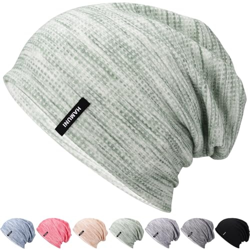 HAMUNI Mütze Herren Slouch Beanie Mütze Damen Leicht Winddichte Dünne Mütze Weiche Atmungsaktiv Longbeanie Ideal für Frühling Herbst und Winter